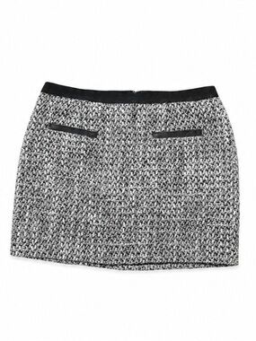 Rebecca Taylor Bouclé Tweed Mini Skirt Wool Alpaca Black Gray Size 10 EUC!